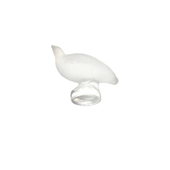 Bird Figurine Crystal Glass French Lalique on Light Colored Base Cute Gift - Picture 5 of 8